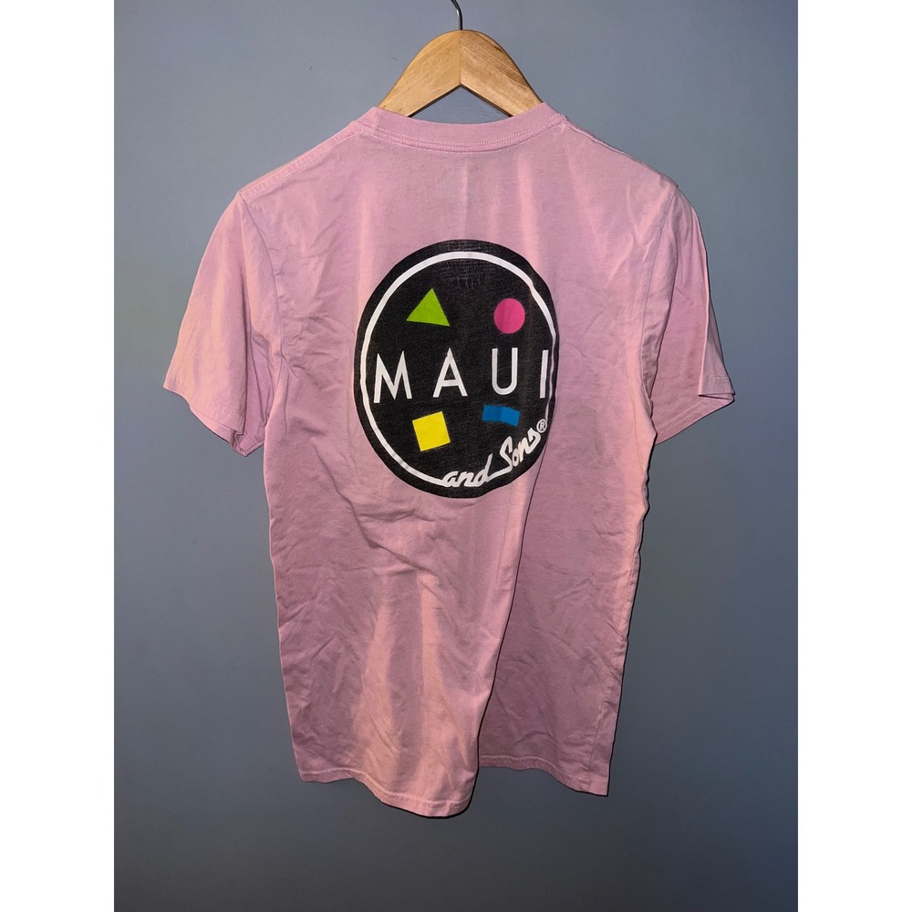Maui and Sons Mens Pink Graphic T-Shirt Short Sleeve Surf Tee Medium